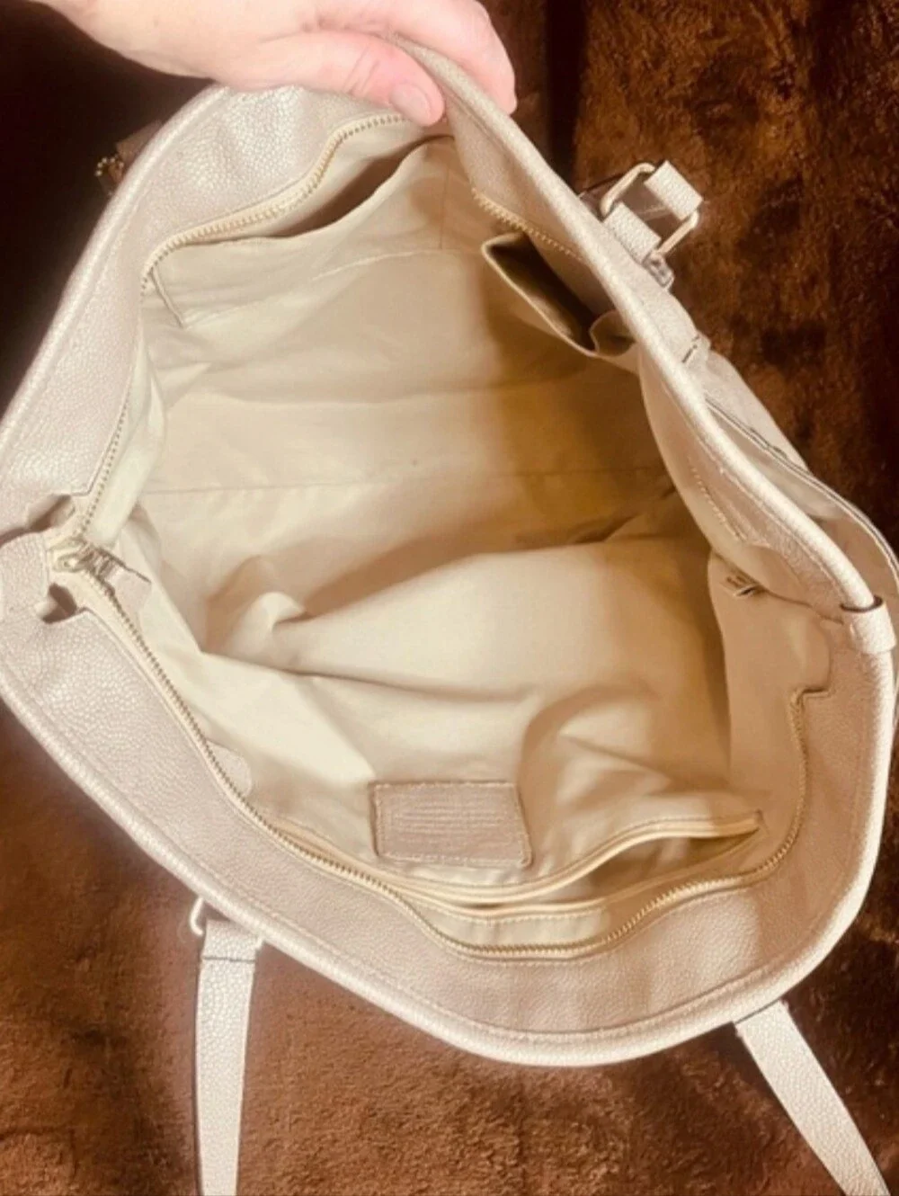Coach Mickie Metallic Pebble Leather Satchel